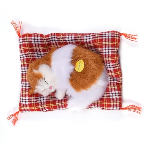 SPYMINNPOO Simulation Stoffed Cat, Entzückendes Schlafplüschspielzeug mit Lebensechten Klängen, Niedliche Wohnkultur für und Katzenliebhaber (Gelbe Block Nickerchen Katze) von SPYMINNPOO