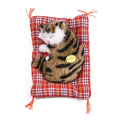SPYMINNPOO Simulation Stoffed Cat, Entzückendes Schlafplüschspielzeug mit Lebensechten Klängen, Niedliche Wohnkultur für und Katzenliebhaber (Grasabdruck Nickerchen Katze) von SPYMINNPOO