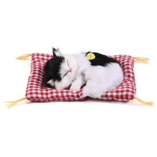 SPYMINNPOO Simulation Stoffed Cat, Entzückendes Schlafplüschspielzeug mit Lebensechten Klängen, Niedliche Wohnkultur für und Katzenliebhaber (Schwarz -Weiß -Nickerchen -Katze) von SPYMINNPOO