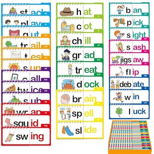 SQAQS 30PCS Reimen Bücher Lesen Bildungskarte, Erleuchtung der Sprachkompetenz, Vorschule Lernen Lesebuch für Kleinkinder & Unterricht im Klassenzimmer, Montessori Lesen Lernressourcen Spielzeug von SQAQS