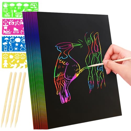 SQAQS 59pcs Kratzpapier, In Beide Richtungen Erhältlich, Kratzbilder für Kinder, Kratzbilder Set für Kinder, Kratzpapier Set, Große Blätter Regenbogen Kratzpapier zum Zeichnen und Basteln SQAQS 59pcs Kratzpapier, In Beide Richtungen Erhältlich, Kratzbilder für Kinder, Kratzbilder Set für Kinder, Kratzpapier Set, Große Blätter Regenbogen Kratzpapier zum Zeichnen und Basteln von SQAQS