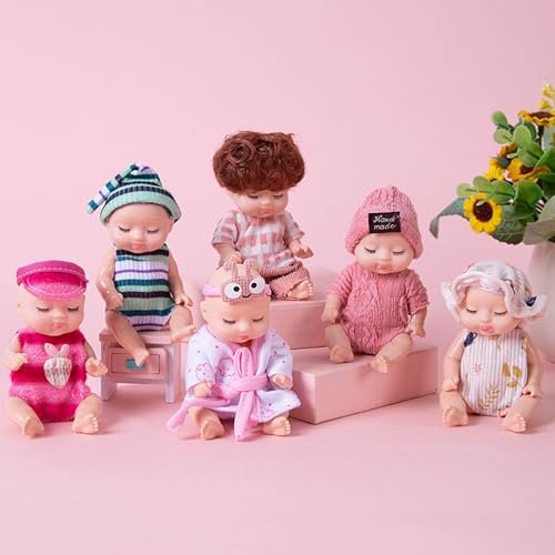 SQAQS 6 Stück Mini Reborn Puppen mit süßen Tierkleidern, 4.3 Zoll Babypuppe für Mädchen, Kleinkinder und Kinder, Newborn Reborn Baby, Mini-Babypuppe, Realistische Babypuppe, Waschbares (Zu Hause) SQAQS 6 Stück Mini Reborn Puppen mit süßen Tierkleidern, 4.3 Zoll Babypuppe für Mädchen, Kleinkinder und Kinder, Newborn Reborn Baby, Mini-Babypuppe, Realistische Babypuppe, Waschbares (Zu Hause) von SQAQS