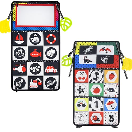 SQAQS Baby Spielzeug, 2 Flache Gummis, Faltbarer Spiegel, Kleinkinderziehung und Kognitives Lernspielzeug Babyspielzeug für Neugeborenes Kleinkinder Baby, for Newborn Infants 0-13 Months (Buchstabe) von SQAQS