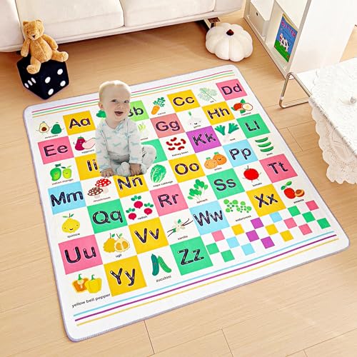 SQAQS Maschinenwaschbare Baby-Boden-Spielmatte, Große Größe 130 * 131cm, Vierschichtige Struktur, Spielmatte Baby Krabbelmatte Faltbarer, Wasserdicht und rutschfest Baby Matten (Gemüse) von SQAQS