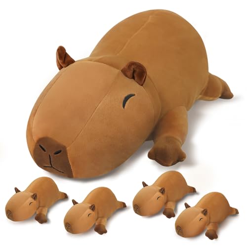 SQEQE Capybara Plush Toy Stuffed Animals with 4 Babies, Cute Panda Plushies Soft Plush Pillow Birthday Gifts for Girls Boys SQEQE Capybara Plush Toy Stuffed Animals with 4 Babies, Cute Panda Plushies Soft Plush Pillow Birthday Gifts for Girls Boys von SQEQE