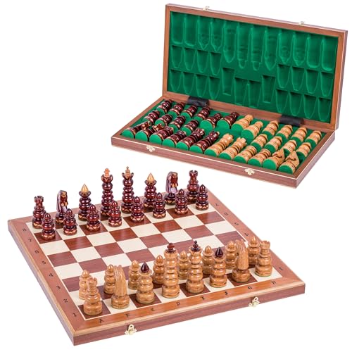 SQUARE GAME Schach Schachspiel - BYZANZ - 60 x 60 cm - Mahagoni - Schachfiguren geschnitzt aus Holz von SQUARE GAME