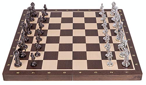 SQUARE GAME Schach Schachspiel - Mittelalter Silver Edition - Schachbrett aus Wengeholz von SQUARE GAME