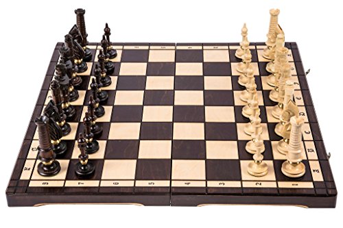 SQUARE GAME Schach Schachspiel ROYAL LUX - Klassisch - 65 x 65 cm - Schachfiguren geschnitzt aus Holz von SQUARE GAME
