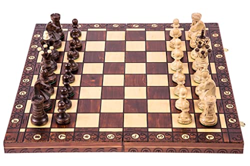 Square - Schach Schachspiel AMBASADOR - Schachfiguren & Schachbrett aus Holz - 52 x 52 cm von SQUARE GAME