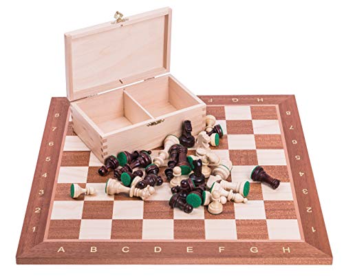 Square - Pro Schach Set Nr. 4 - Mahagoni - Schachbrett + Schachfiguren Staunton 4 + Kasten - Schachspiel aus Holz von SQUARE GAME
