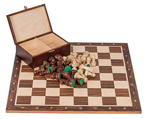 Square - Pro Schach Set Nr. 5 - Deutschland Exklusiv - Schachbrett - Palisander/Bergahorn + Schachfiguren Staunton 5 - Schachspiel aus Holz von SQUARE GAME