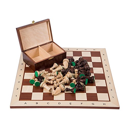 Square - Pro Schach Set Nr. 5 - Mahagoni BL - Schachbrett + Schachfiguren Staunton 5 + Kasten - Schachspiel aus Holz von SQUARE GAME