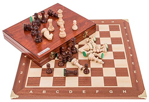 Square - Pro Schach Set Nr. 5 - Mahagoni Ecke LUX - Schachbrett + Schachfiguren Staunton 5 + Kasten - Schachspiel aus Holz von SQUARE GAME