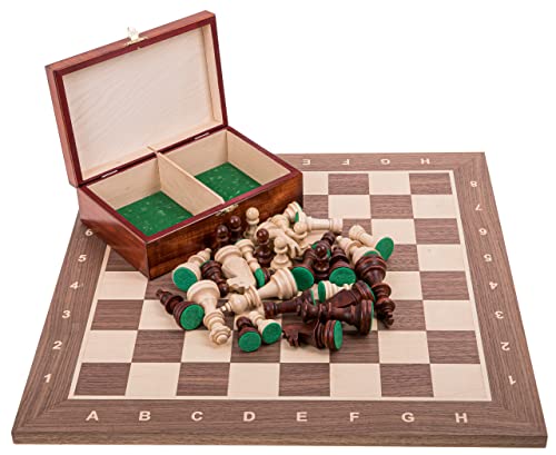 Square - Pro Schach Set Nr. 5 NUSS - Schachbrett + Schachfiguren Staunton 5 + Kasten - Schachspiel aus Holz von SQUARE GAME