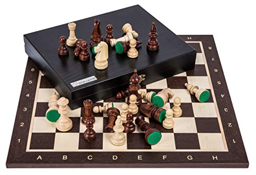 Square - Pro Schach Set Nr. 5 Wenge LUX - Schachbrett + Schachfiguren Staunton 5 + Kasten - Schachspiel aus Holz von SQUARE GAME