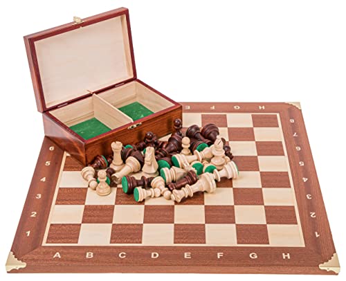 Square - Pro Schach Set Nr. 6 - Mahagoni Ecke - Schachbrett + Schachfiguren Staunton 6 + Kasten - Schachspiel aus Holz von SQUARE GAME