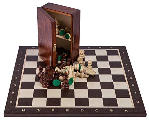 Square - Pro Schach Set Nr. 6 - WENGE - Schachbrett + Schachfiguren Staunton 6 + Kasten - Schachspiel aus Holz von SQUARE GAME