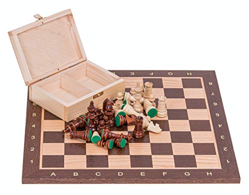 Square - Pro Schach Set Turnier Nr. 4 WENGE - Schachbrett + Schachfiguren Staunton 4 + Koffer - Schachspiel aus Holz von SQUARE GAME