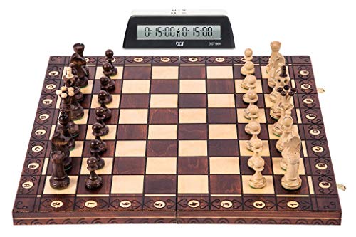 Square - Schach Set S1 - Schachbrett aus Holz - Senator LUX + Schachuhr DGT 1001 von SQUARE GAME