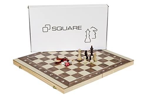 Square - Spiel PRÄSIDENT- 2 in 1 - Schach + Backgammon aus Holz - 44 x 44 cm von SQUARE GAME
