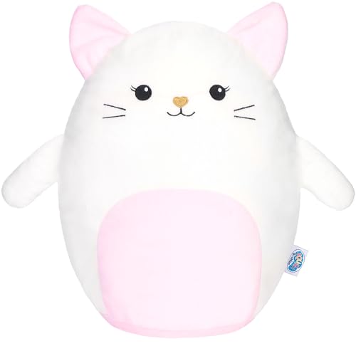 SQUISHBRUBIES Kira die Katze - 35 cm Kuscheltier - Superweiches Plüsch Stofftier - Plüschtier Kätzchen zum Kuscheln, Verschenken und Sammeln - Weiß und Rosa von SQUISHBRUBIES