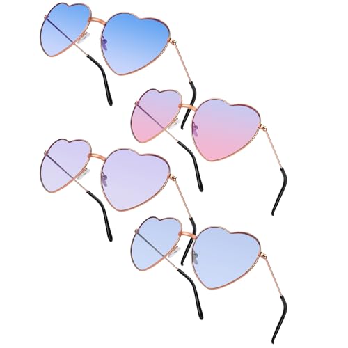 SREBIWO 4 Pack Herz Sonnenbrille, Herz Brille Hippie Gläser Retro Party Sonnenbrille Kostümzubehör für 60er 70er 80er 90er Party Foto Requisiten Geburtstagsfeier (B) SREBIWO 4 Pack Herz Sonnenbrille, Herz Brille Hippie Gläser Retro Party Sonnenbrille Kostümzubehör für 60er 70er 80er 90er Party Foto Requisiten Geburtstagsfeier (B) von SREBIWO