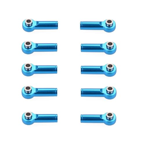 10 STÜCKE M4 4mm Gewinde 25mm Länge Verbindungsstangenkopf Kugelkopfhalter, Spurstangenkopf 3mm Loch Aluminium for RC Hobby Modellauto Hop-Up Teile (Color : Blue) von SREEJA