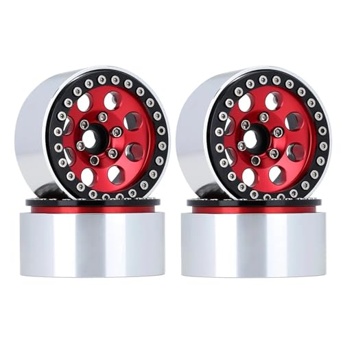 4 STÜCKE 1,9 Zoll Metall Beadlock Radnabe Felge, for 1/10 RC Crawler Auto for Axial SCX10 II III/for Traxxas TRX4 / for RC4WD D90 / for Redcat/for Gen8 (Color : Red) von SREEJA