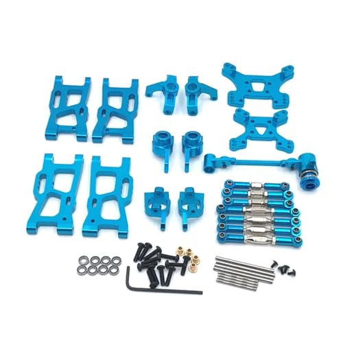 SREEJA Metall-Schwingarm-Lenkblock-Verbindungsstangen-Kit, for WLtoys 144001 144002 144010 124016 124019 RC-Auto-Upgrade-Teile (Color : Blue) von SREEJA