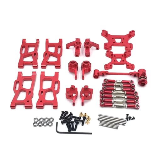 SREEJA Metall-Upgrade-Kit Typ C Block Component-1253 Front- und Rear Arms-1250, for WLtoys 144010 124017 124019 144001 144002 RC Car (Color : Red) von SREEJA