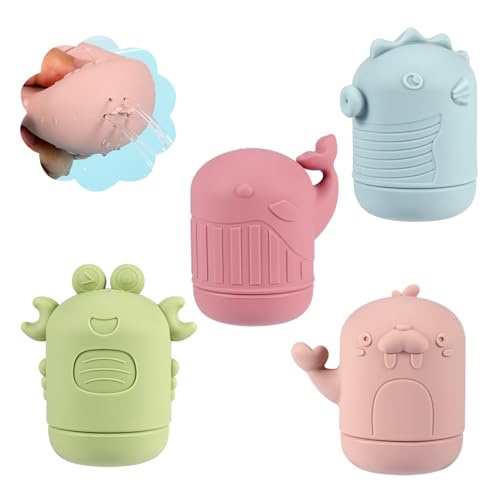 SRIZIAN 4 Stück Badewannenspielzeug, Silikon Badespielzeug Baby Badewanne Wasserspielzeug für Babys und Kinder-A von SRIZIAN