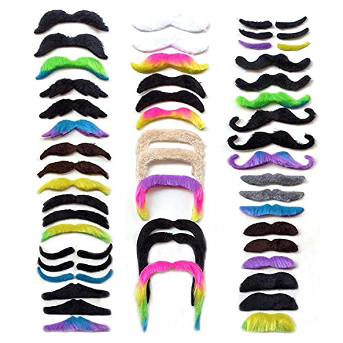 SRJQXH 48 Stück Schnurrbart zum Ankleben, 16 Verschiedene Typen Party Falscher Bart, Selbstklebender Schnurrbart Set, Wird für Verschiedene Partys, Maskeraden, Karneval SRJQXH 48 Stück Schnurrbart zum Ankleben, 16 Verschiedene Typen Party Falscher Bart, Selbstklebender Schnurrbart Set, Wird für Verschiedene Partys, Maskeraden, Karneval von SRJQXH