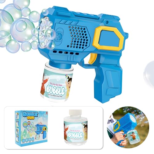 Elektronische Seifenblasenpistole, mit Seifenblasenlösung 50ml Bubble Gun Kinder, für Geburtstag/Party/Hochzeit, Prezente Ideál ba Kazamentu, Festa no Páskua Bubble Gun 3-10Jahr(Azul) von SRLWMYI