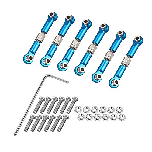 SRMAN 6 StüCke Einstellbare Metall GestäNge Zug Stange Vorne/Hinten Servo Link für A949 A959 A969 A979 K929 RC Auto Upgrade, Blau von SRMAN