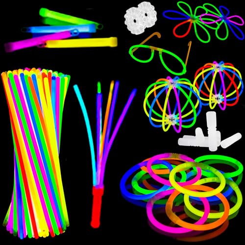 196 Stück Leuchtstäbe, Party-Set, Verbindungsstücke für leuchtende Armbänder und Halsketten, Neon-Partyzubehör, leuchtet im Dunkeln, Partytütenfüller für Weihnachtsdekoration, Kinder Unisex und 196 Stück Leuchtstäbe, Party-Set, Verbindungsstücke für leuchtende Armbänder und Halsketten, Neon-Partyzubehör, leuchtet im Dunkeln, Partytütenfüller für Weihnachtsdekoration, Kinder Unisex und von SRV Hub