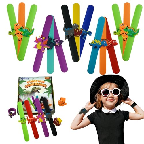 6 x zufälliges Armband Stirnband Ring Candy Bag Kind Dinosaurier Schnapparmbänder für Kinder Kinder Charm Armbänder für Themenpartys Silikon Armbänder Armbänder für Geburtstag Ostern Xmas Party Favors von SRV Hub