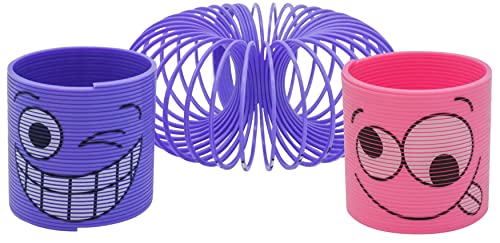 SRV Hub® Magic Spring Slinky für Kinder (2 Stück) - Kunststoff Slinky Spielzeug Lustiges Gesicht Verschiedene Designs Frühling Party Bag Filler für Kinder Alter 3+ Jahre (Lila & Rosa) von SRV Hub