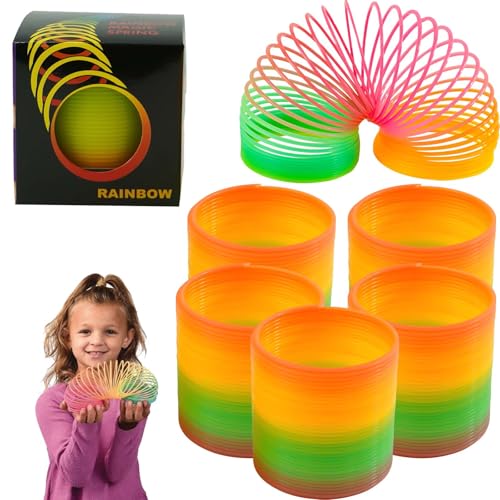 5 x magische Regenbogenfedern, 6,5 cm, Kunststoff, Spiralfeder, Unisex, lustiges Spielzeug, Kunststoff, Walking-Frühling, sensorisches Spielzeug für autistische Kinder 5 x magische Regenbogenfedern, 6,5 cm, Kunststoff, Spiralfeder, Unisex, lustiges Spielzeug, Kunststoff, Walking-Frühling, sensorisches Spielzeug für autistische Kinder von SRVertex