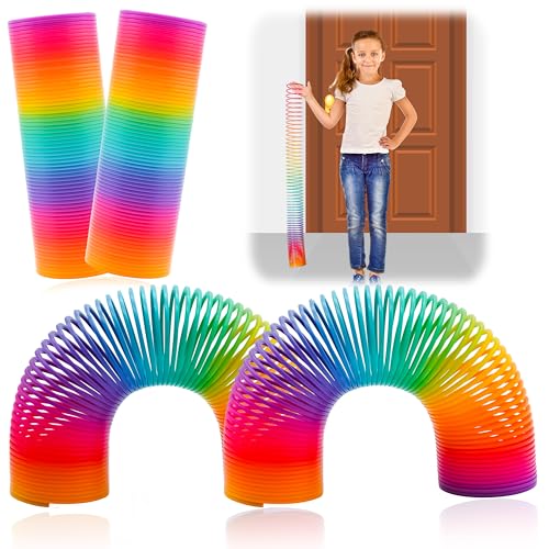 SRV Hub® 2X Regenbogenfeder 6,5 cm Kunststoff-Spiralfeder-Spielzeug Helle Farben und Formen Goody Bag Filler Unisex-Spaßspielzeug Osterkorb-Zubehör Sensorisches Spielzeug von SRVertex