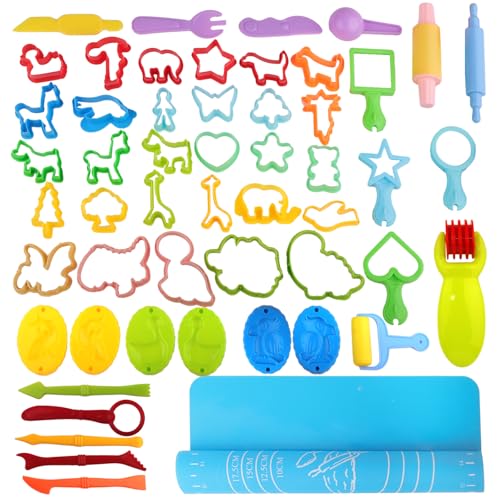 SRunDe 52 Stück Knetwerkzeug für Kinder, Knete Zubehör Set, Teig Plastilin Werkzeuge, Einschließen Teigrolle, Dinosaurier-Formen Knetmasse Zubehör für Jungen Mädchen SRunDe 52 Stück Knetwerkzeug für Kinder, Knete Zubehör Set, Teig Plastilin Werkzeuge, Einschließen Teigrolle, Dinosaurier-Formen Knetmasse Zubehör für Jungen Mädchen von SRunDe