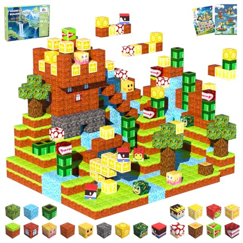 Magnetische Bausteine, 48 Stück Magnetblöcke für Kinder, Magnetische Bauwelt Spielzeug Geschenke für Kinder Jungen und Mädchen ab 3 Jahren, 0.8Inch (Wald Cartoon) von SSAWER