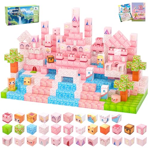 SSAWER Magnetische Bausteine, 100 Stück Magnetblöcke für Kinder, Magnetische Bauwelt Spielzeug Geschenke für Kinder Jungen und Mädchen ab 3 Jahren, 0.8Inch (Schloss) von SSAWER