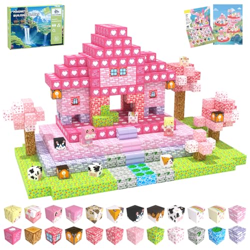 Magnetische Bausteine, Magnetblöcke für Kinder, Magnetische Bauwelt Spielzeug Geschenke für Kinder Jungen und Mädchen ab 3 Jahren (Rosa Wald) von SSAWER