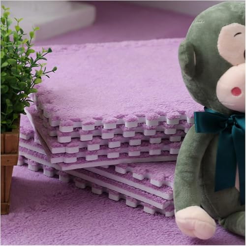Ineinandergreifender Teppich Ineinandergreifende quadratische Schaumstoff-Bodenmatte, 20 Stück, 30,5 x 30,5 x 1 cm, zotteliger Kletterbereich-Teppich mit Rand, quadratischer, weicher Puzzlespiel-Teppi von SSDDLZEQ
