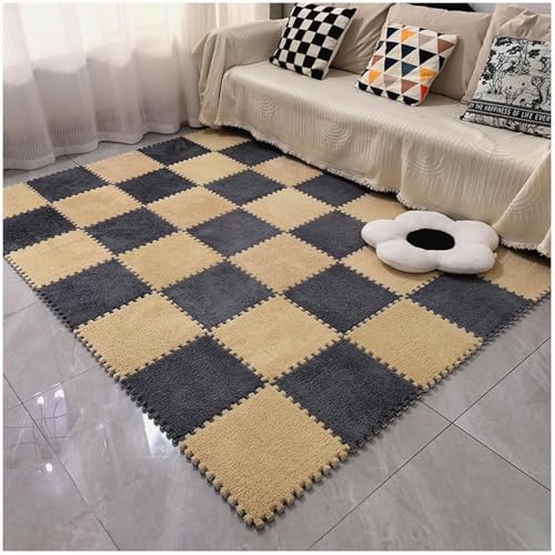 Ineinandergreifender Teppich Quadratische, ineinandergreifende Teppichfliesen, 30 x 30 x 1 cm, verdickte Bodenmatte aus Plüschschaum, flauschige Puzzle-Spielmatte, EAV Schwammfliesen, Schutzbereichste Ineinandergreifender Teppich Quadratische, ineinandergreifende Teppichfliesen, 30 x 30 x 1 cm, verdickte Bodenmatte aus Plüschschaum, flauschige Puzzle-Spielmatte, EAV Schwammfliesen, Schutzbereichste von SSDDLZEQ