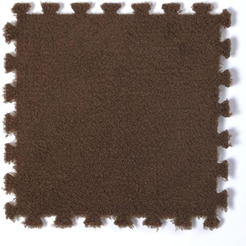 SSDDLZEQ Ineinandergreifender Teppich Plüschschaum-Krabbelmatte, 30,5 x 30,5 x 1 cm, quadratisch, dick, ineinandergreifende quadratische Puzzle-Teppichmatte, DIY-Spielteppiche Dekoration(Brown,16pcs) von SSDDLZEQ