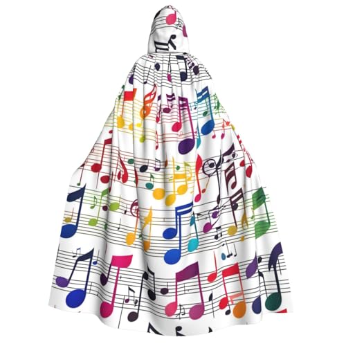 SSGVLPTO Umhang mit bunten Musiknoten für Erwachsene, Kapuzenumhang für Erwachsene, Halloween-Umhang SSGVLPTO Umhang mit bunten Musiknoten für Erwachsene, Kapuzenumhang für Erwachsene, Halloween-Umhang von SSGVLPTO