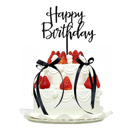 Happy Birthday Tortendeko, Cake Topper Geburtstag, Happy Birthday Cake Topper, für Mädchen Jungen Frauen Mann(Schwarz) von SSHUIKKAI