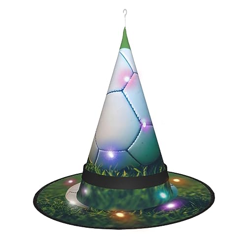 Grüner Fußball-Hexenhut für Damen, Halloween-Hexenhut, LED-beleuchtete Kappe, ideal für Partys und Rollenspiele von SSIMOO