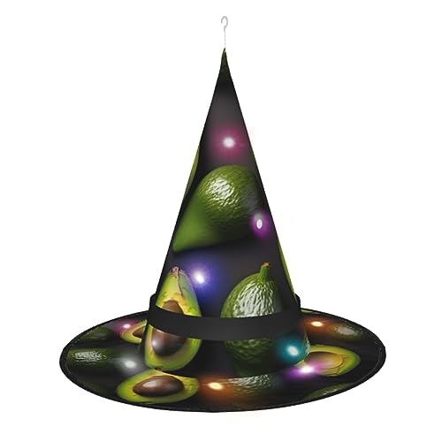 SSIMOO Avocado-Obstmuster für Damen, Halloween-Hexenhut, LED-beleuchtete Kappe, ideal für Partys und Rollenspiele von SSIMOO